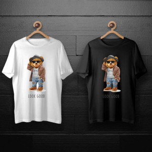 طرح لایه باز خرس تدی با اورکت و شلوار لی برای چاپ روی انواع تیشرت